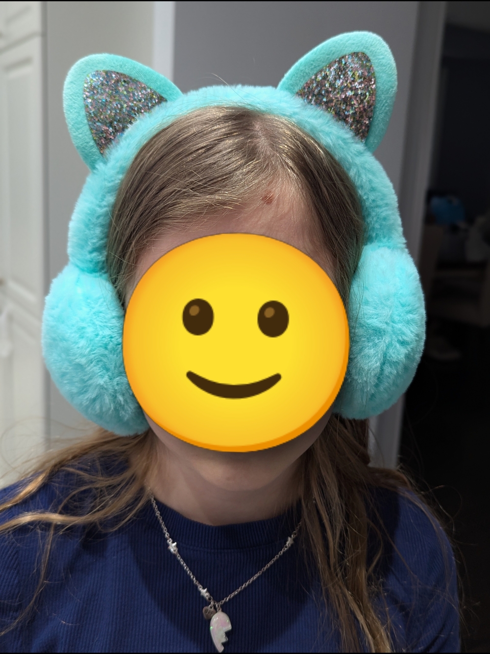 2/$20 Kids Turquoise Cat Ear Earmuffs – Plush & Glittery